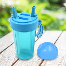 2 Drinks in 1 Cup Water Bottle, Stable Sturdy Dual Use Bottle 2 Straws for Shopping Travel for Outdoor Activities (1 Pc)